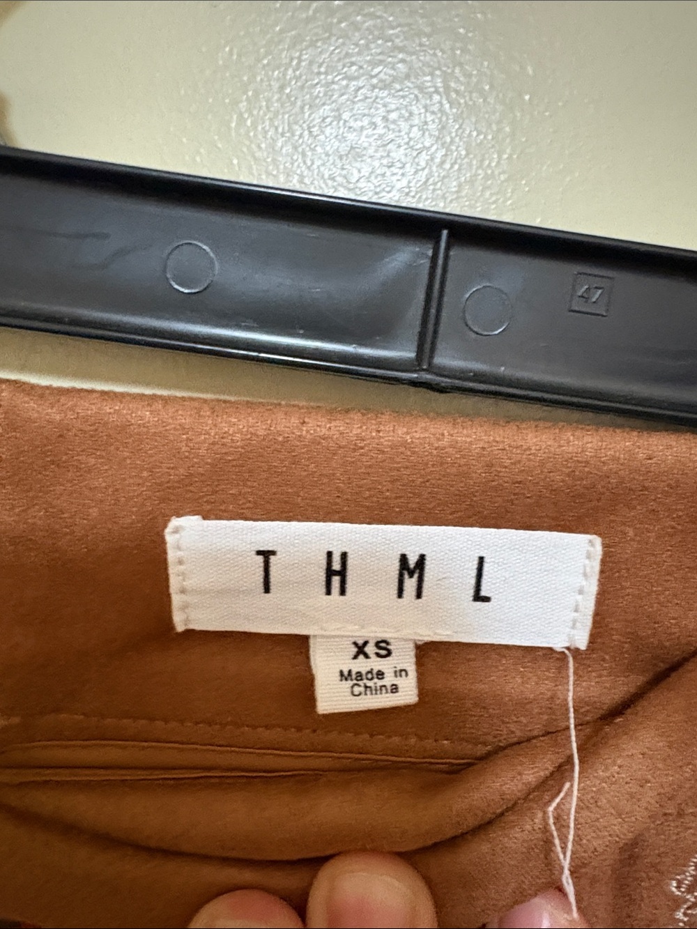 THML Brown Suede Embroidered Floral Mini Skirt with Scalloped Hem - Picture 3 of 7